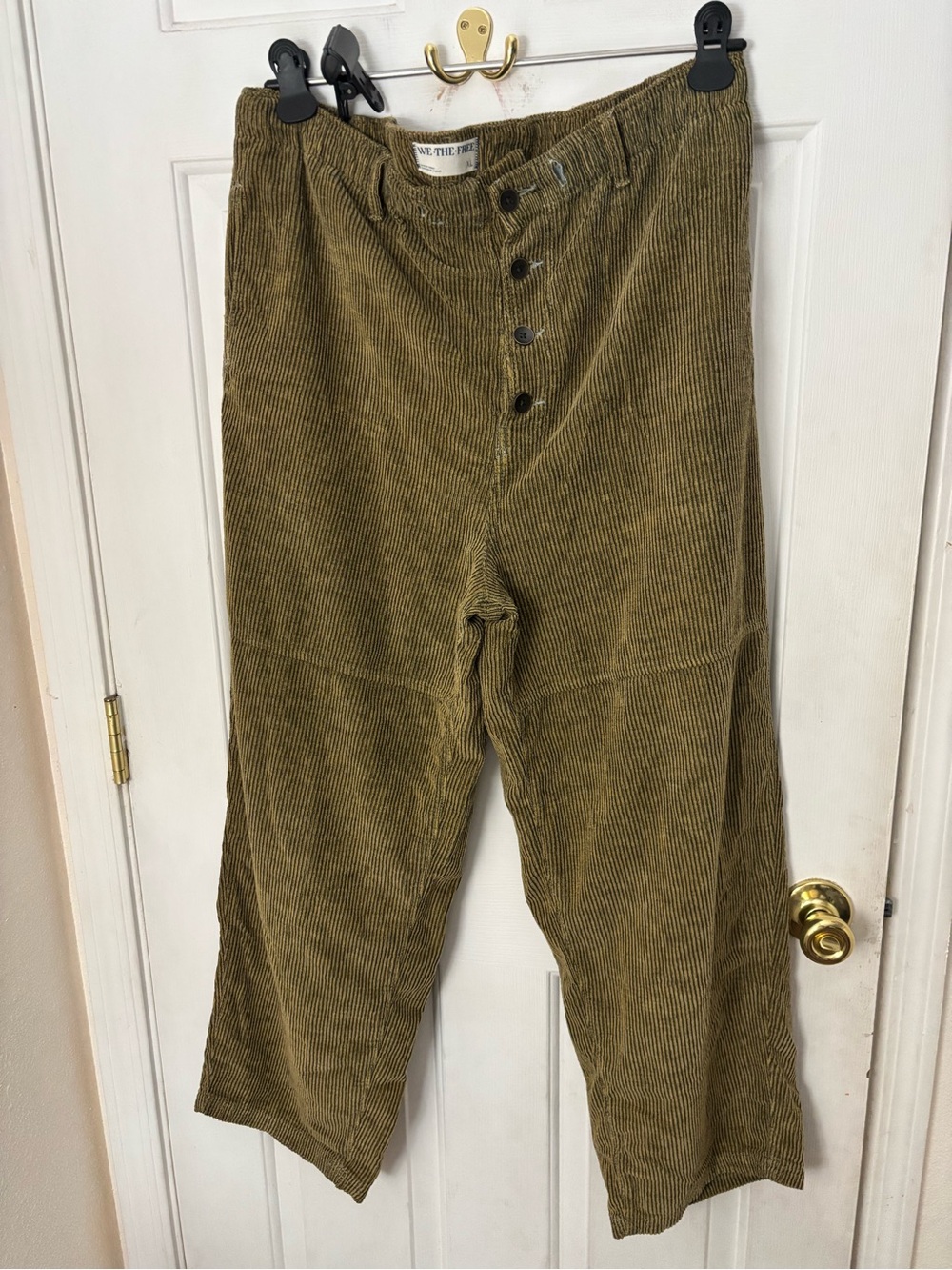 We The Free Olive Green Corduroy Wide-Leg Jeans